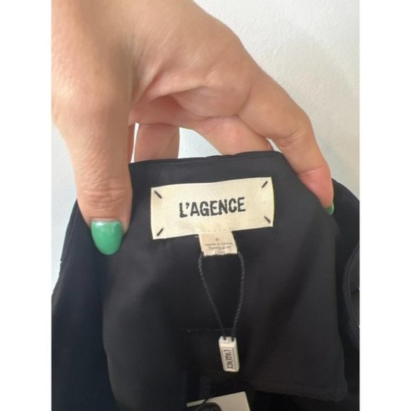 L'agence Roxy Paperbag Self Tie Zip Fly Satin Pants Women's Black Size: 0 NWT - Picture 8 of 11